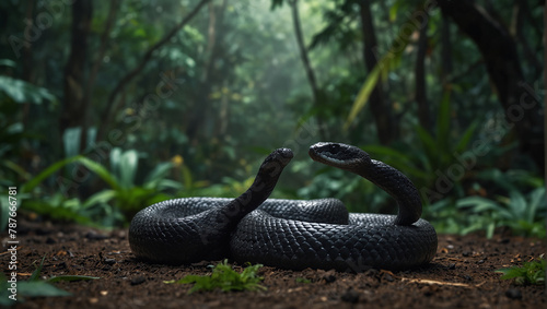 black mamba snake in the jungle photo