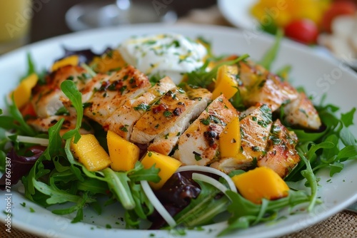 Chicken and mango salad with Greek yogurt dressing