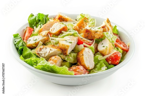 Chicken Caesar Salad on white background Text is easy to remove
