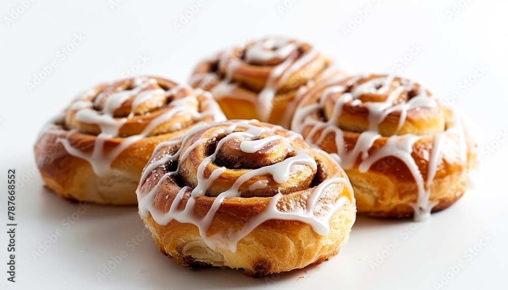 Christmas breakfast Homemade winter buns with icing on white background Christmas breakfast Homemade winter buns with icing on white background