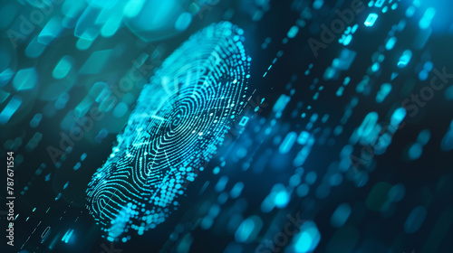 fingerprint biometric verification for cyber security, modern digital data protection technology, cyber tech background wallpaper 
 photo