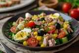 French traditional Nicoise salad with tuna healthy Mediterranean option
