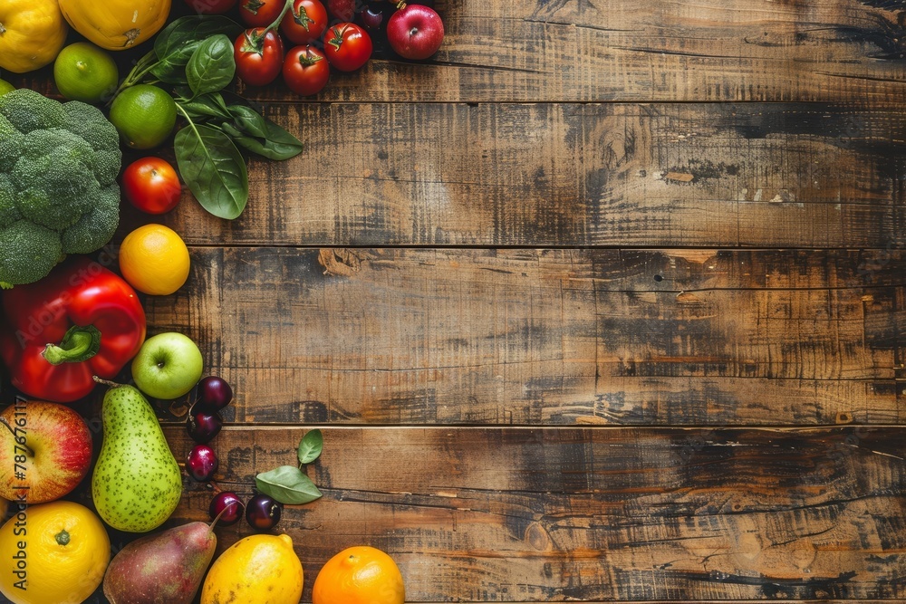 Fresh natural produce on wooden surface Fresh natural produce on wooden surface