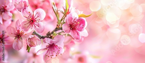 Pink flowers on a blossoming tree during the spring season © Vusal