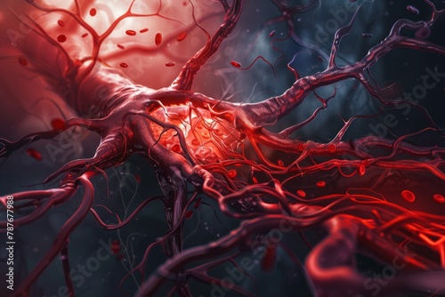 Neural Network and Blood Cells Illustration
