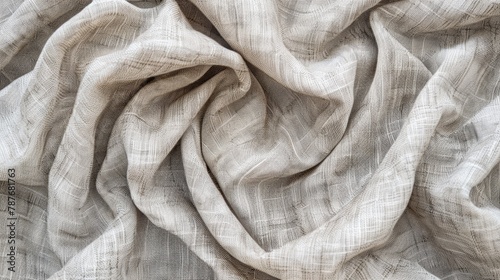 Texture of silver beige cotton fabric displayed from above without any patterns