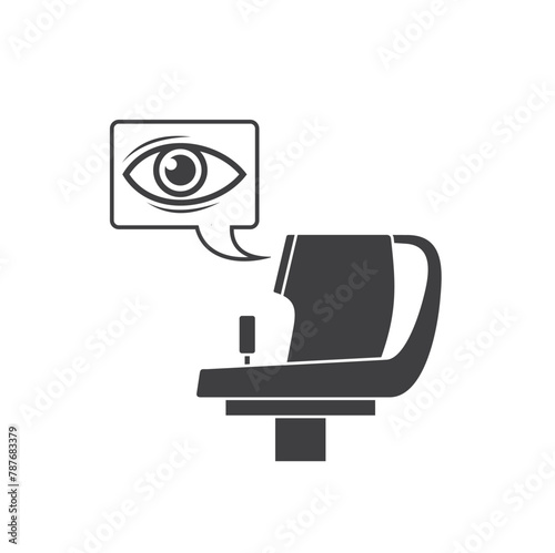 illustration of eye tonometer, tonometry, vector art.