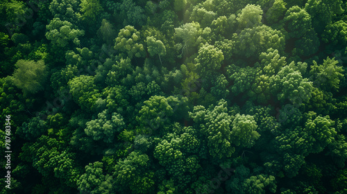 aerial view of a green forest, green environment  © Ali