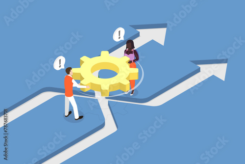 3D Isometric Flat Vector Illustration of Change Management, Business Transformation, Improvement and Adaptation