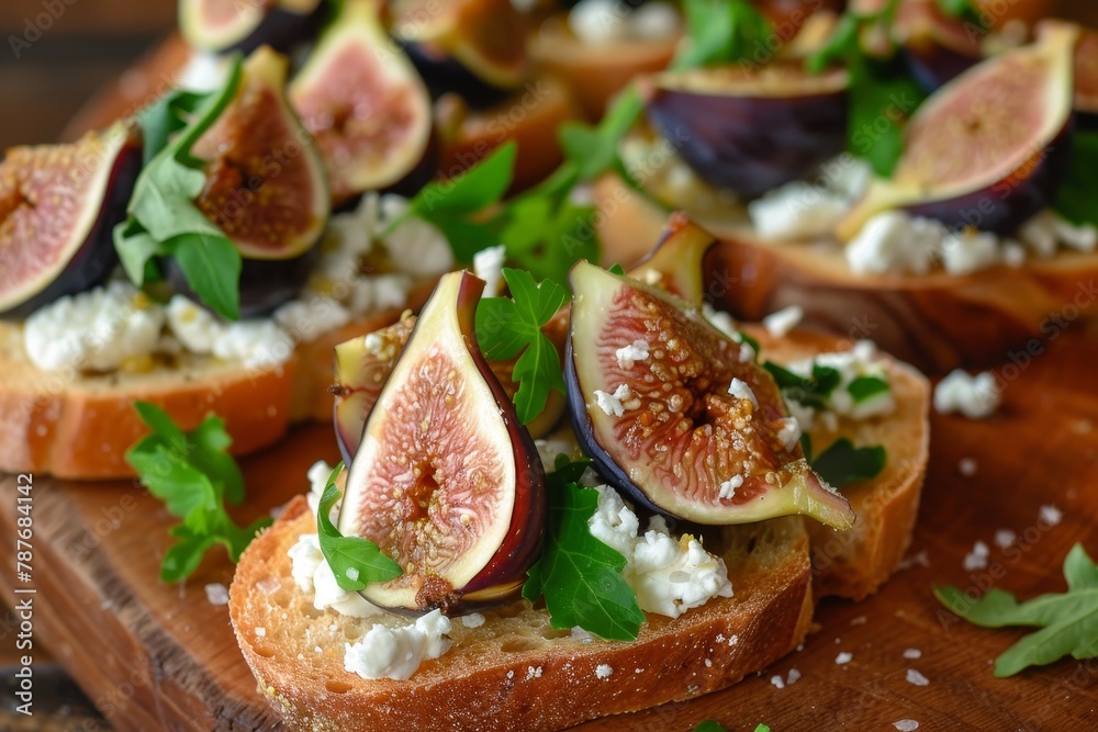Toasted bread with goat cheese and figs
