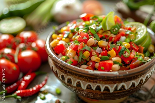 Tomato and bean salad with lime and chili Thai cuisine