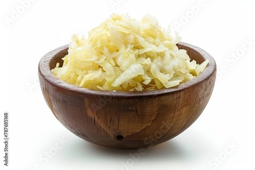 Top view of delicious sauerkraut on a white background