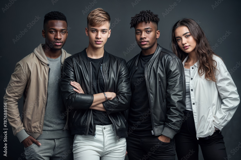 Portrait of a group of young multiethnic people posing in studio. Portrait of a group of young multiethnic people posing in studio.