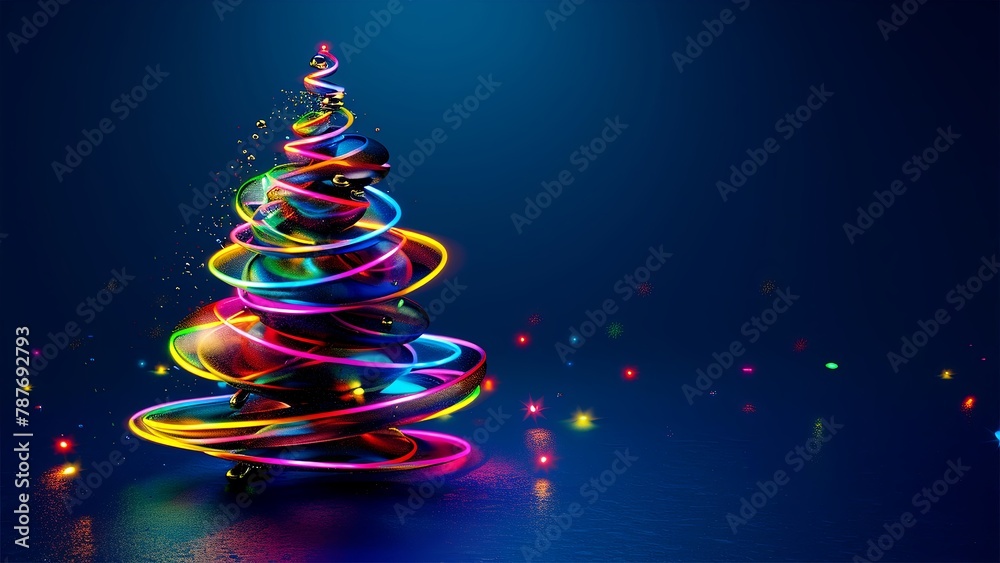 Christmas tree. Neon. Minimalistic background. Minimalistic style. Generative AI. Christmas tree. Neon. Minimalistic background. Minimalistic style. Generative AI.