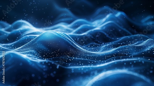 Dynamic Blue Particle Waves Abstract Background
