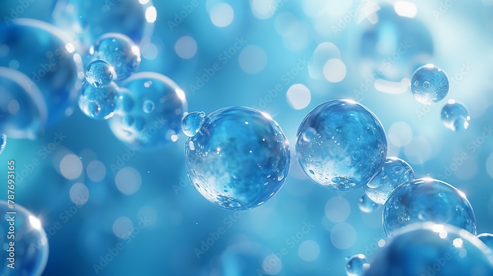 Blue Water Bubbles with Bokeh Light Effects