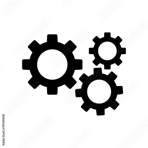 gear, connection, vector flat black sign, gear Icon vector flat design on white background..eps