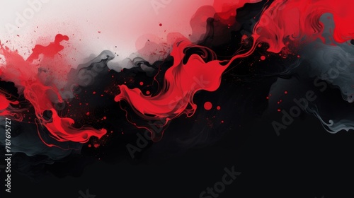 Abstract background in Chinese ink style with a black background and red colors