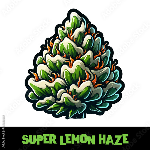 Vector Illustrated Super Lemon Haze Cannabis Bud Strain Cartoon