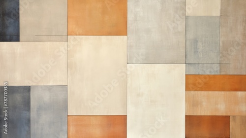 abstract geometric wallpapers is made of peach  brown  yellow and orange colors  in the style of light indigo and beige