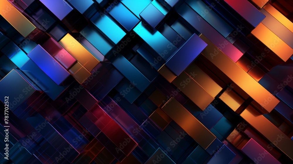 Abstract, modern and geometric, colorful metallic background design