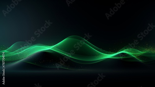 Black green Abstract background with flowing particles