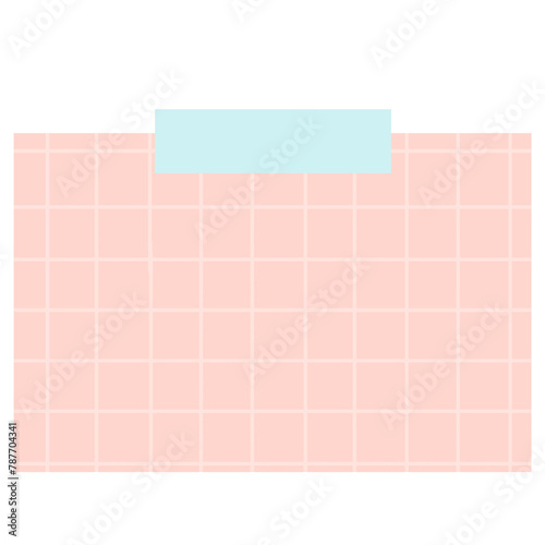 Pink paper and post-it note on a white background, with a blank design for messages and reminders in an office setting