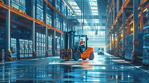 Discover the importance of alertness in forklift operation with this engaging midjourney scene, AI generative.