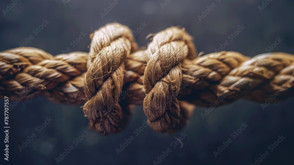 Strong diverse network rope team concept integrate braid color background cooperation empower power.