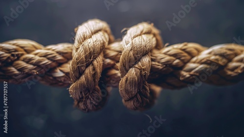 Strong diverse network rope team concept integrate braid color background cooperation empower power.