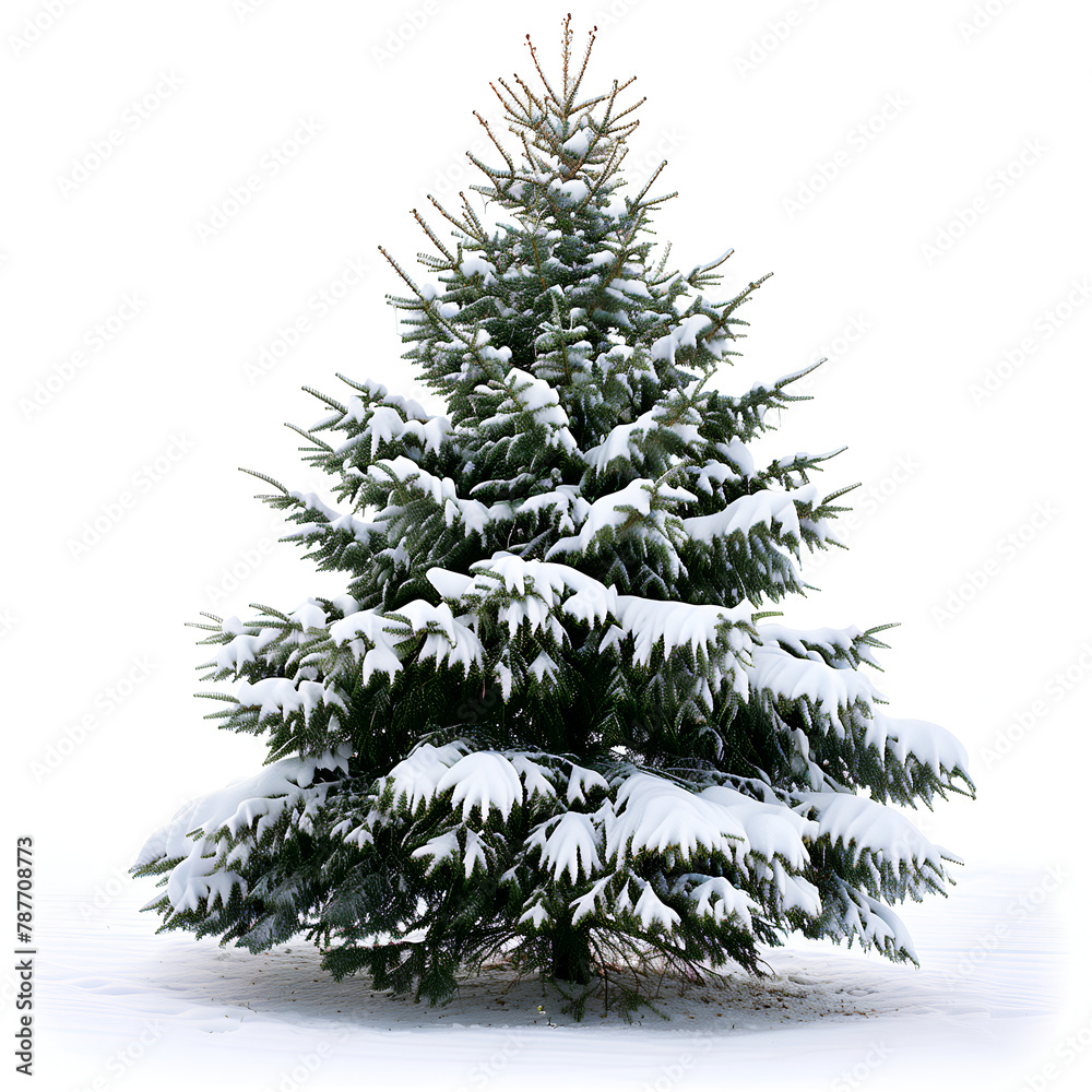 Fototapeta premium christmas tree with snow on white