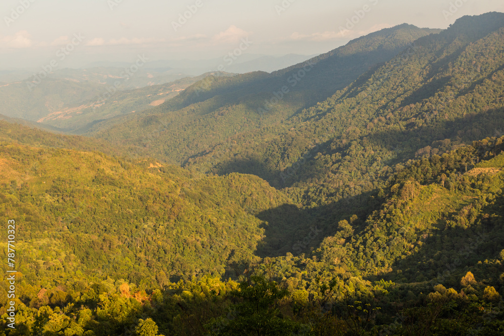 View of landscape near Phongsali, Laos