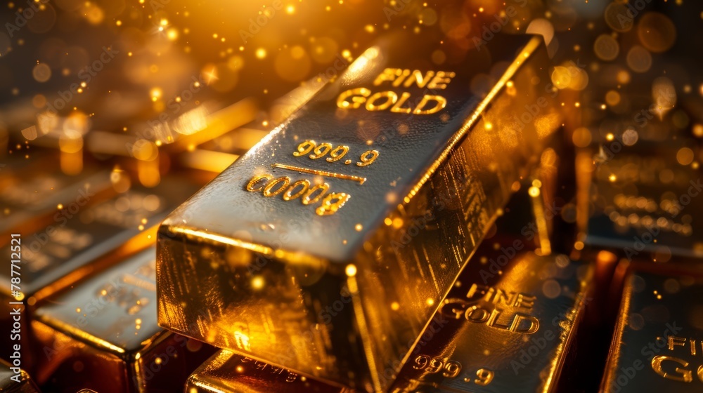 Gleaming gold bars array showcasing wealth and financial stability on dark backdrop
Gleaming gold bars array showcasing wealth and financial stability on dark backdrop