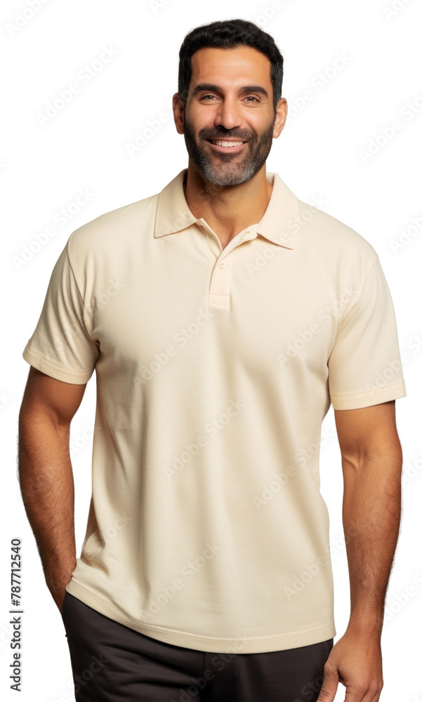 PNG  Cream polo shirt mockup t-shirt fashion sleeve.