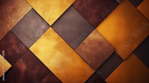 Luxury abstract and geometric background in yellow, prange and brown colors with metallic texture photo