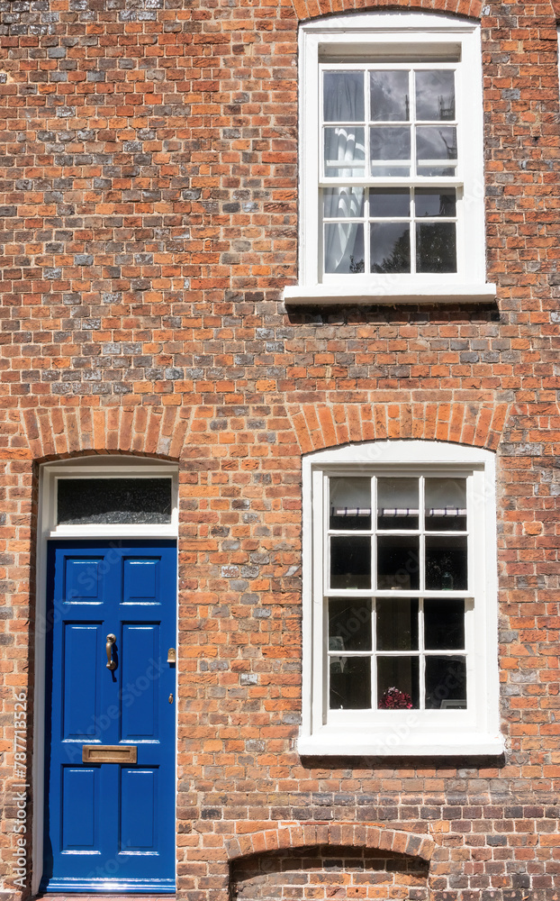 House with blue door in St Mary's Square, old Aylesbury,
