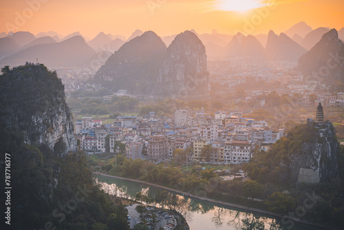 The Lijiang River Scenic Area in Guilin City, China photo