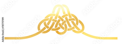 水彩風_富士山の水引リボン_年賀状素材