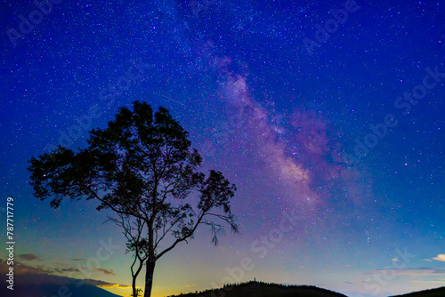 天の川と流れ星 霧ヶ峰 星空ウォッチング