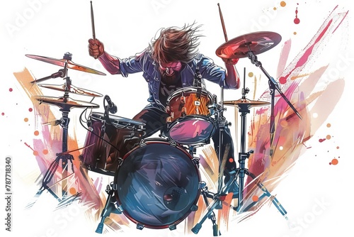illustration of a drummer playing the drum set