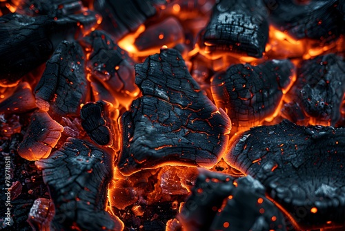 A close up of a fire with rocks and lava in the background and red hot lava in the middle a 3D