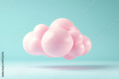Serene Pink Cloud Floating Against a Calm Blue Background, Generative ai