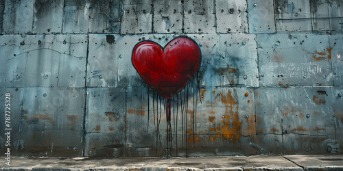 red heart on wall