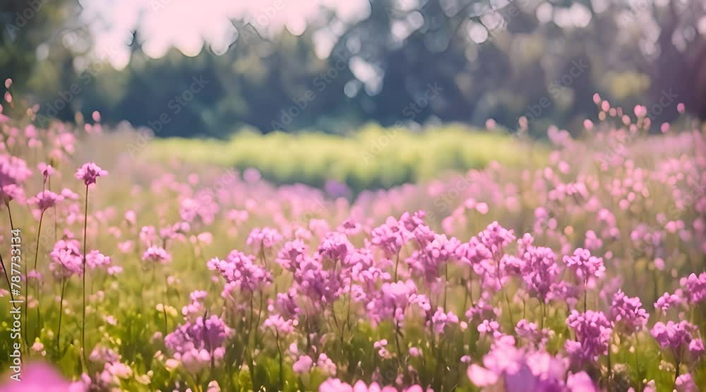 Natural beauty podium backdrop with spring flower field Natural beauty podium backdrop with spring flower field