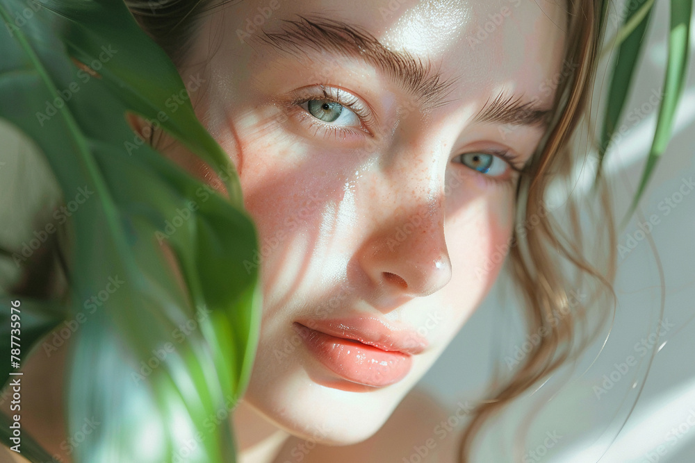 A beauty woman and focusing on skincare Moisturizer. A beauty woman and focusing on skincare Moisturizer.