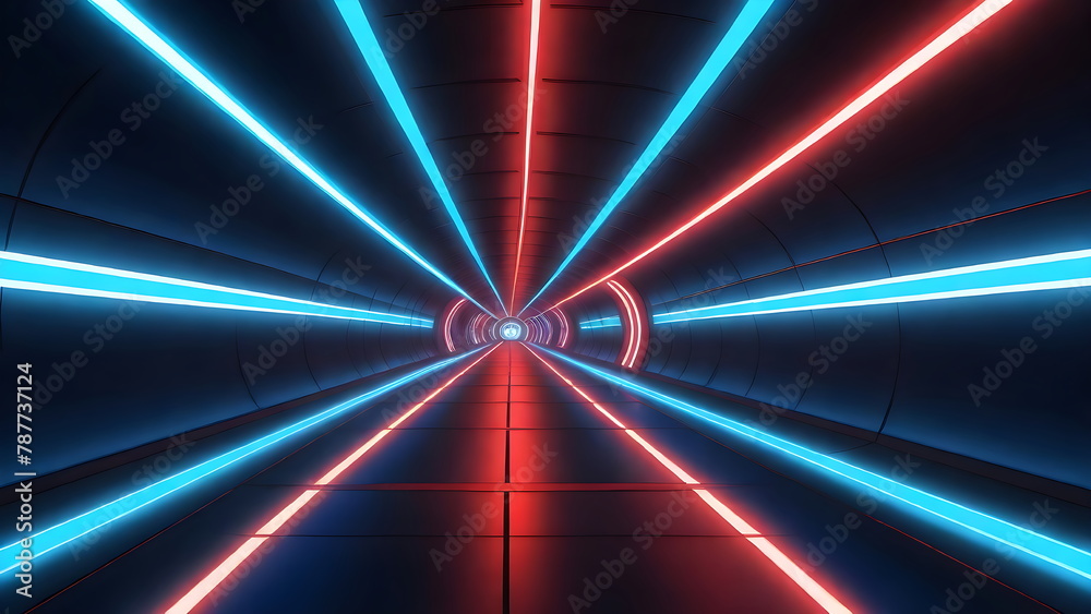 Neon-Lit Tunnel, Abstract Digital Landscape, Futuristic City Neon-Lit Tunnel, Abstract Digital Landscape, Futuristic City