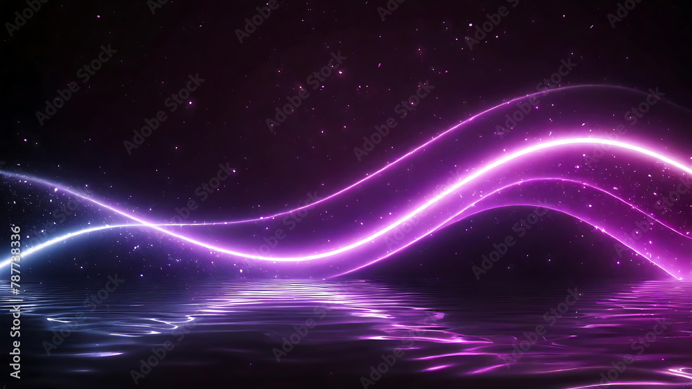 Abstract reflection purple light effect, iridescent wave neon curved in motion dark background Abstract reflection purple light effect, iridescent wave neon curved in motion dark background
