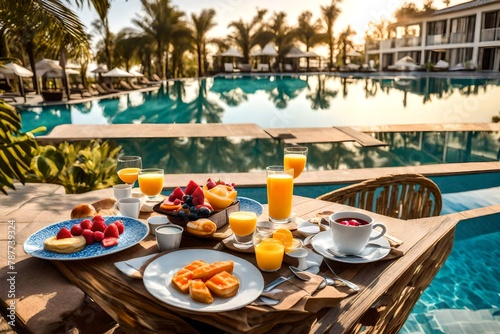 breakfast by pool