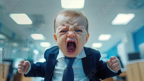 Corporate Tantrum Angry Baby Businessman Shouting in the Office