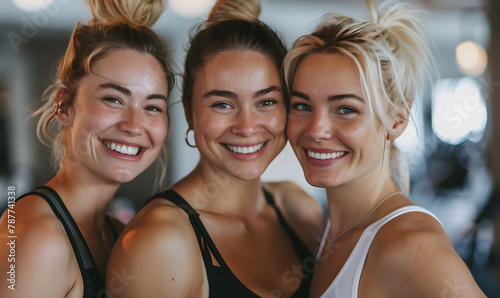 Young Woman Smiling and Exercising Together in the Gym. Active Healthy Lifestyle with Fitness and Workout.